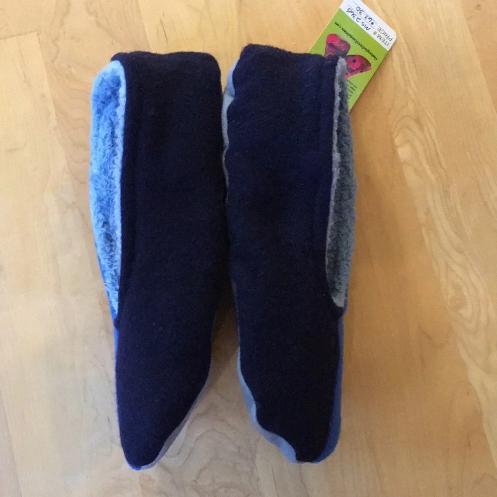 The Bag Lady Of Sequim WA | Mens Felted Wool Slippers With Fleece Lining